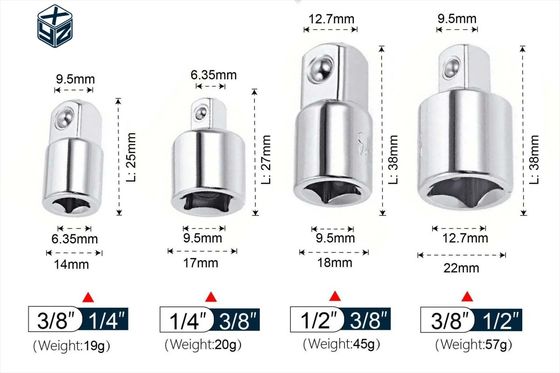 1/2 &quot;Adaptador de tomada de impacto e redutor de prata com material CRV natural