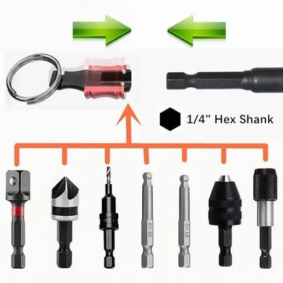 Acabamento de óxido preto 6pcs liberação rápida 1/4 polegada hex haste chave de fenda porta-bits